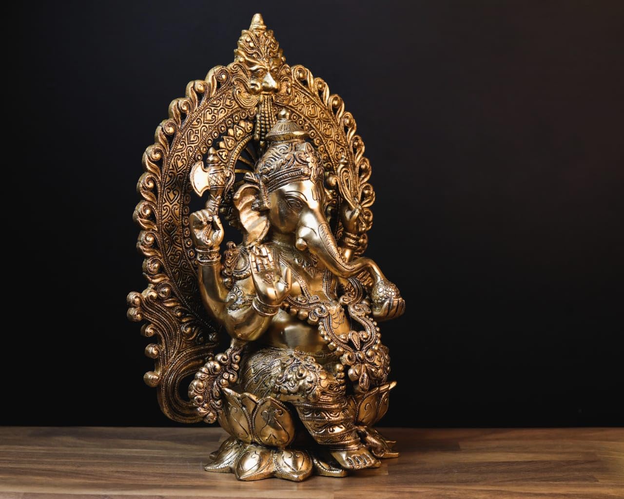 Mridaya Brass Ganesha Statue | 40 Cm Big Size Brass Ganesh Statue | Housewarming Gift | Hindu Wedding Gift | Elephant God Statue